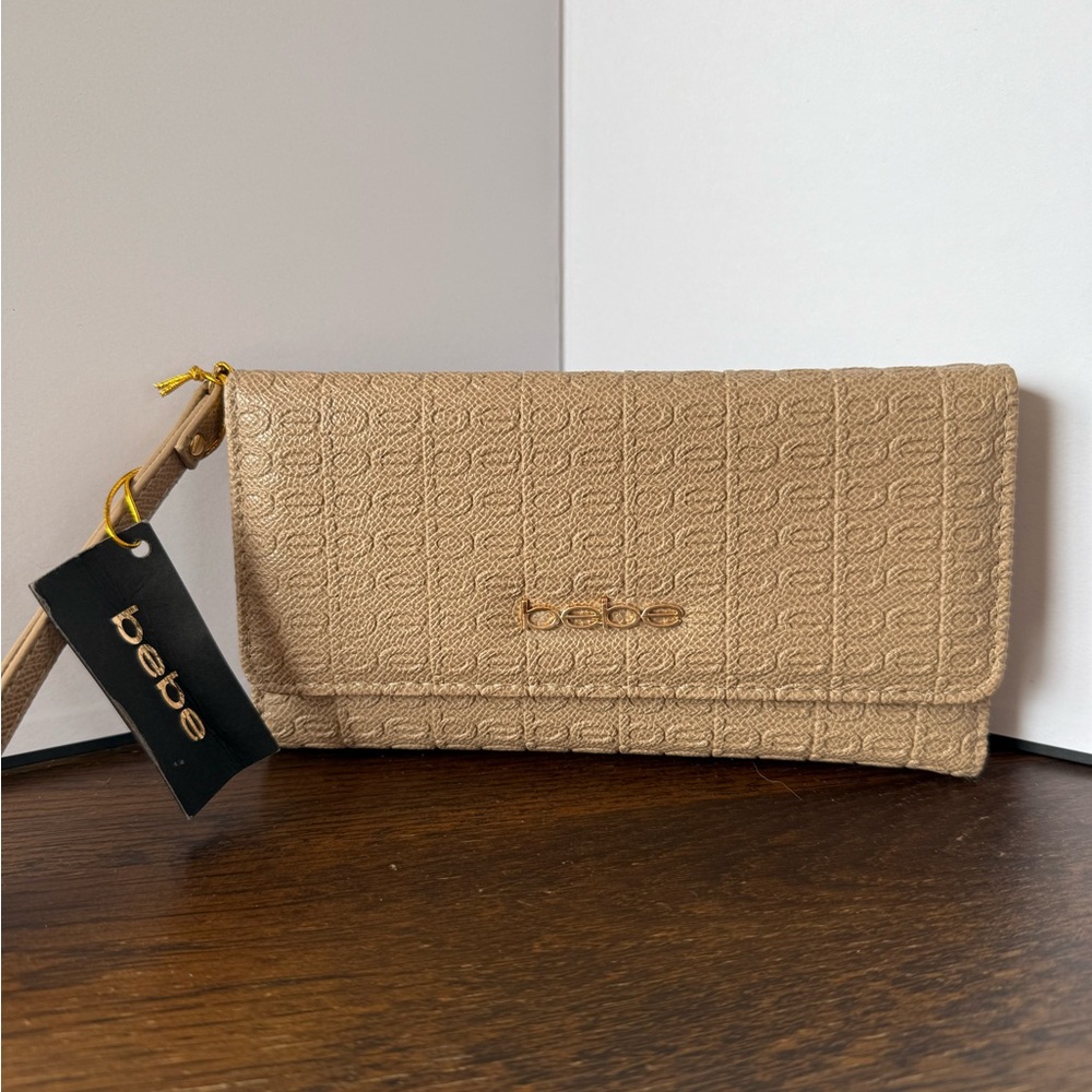 Bebe Beige Textured Clutch